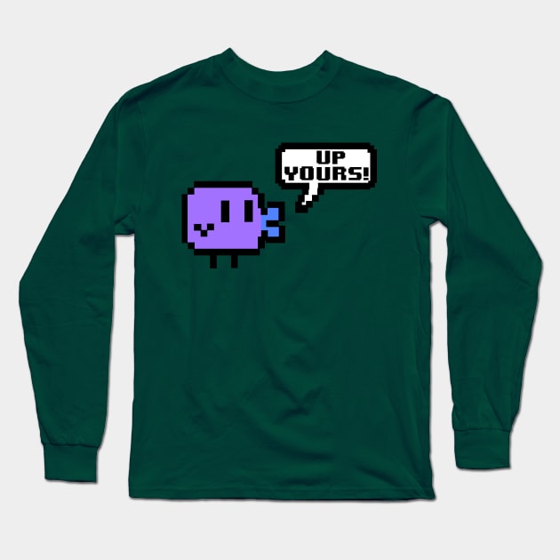 Cute Pixel Bird - Up Yours! Long Sleeve T-Shirt by KO'd Tako